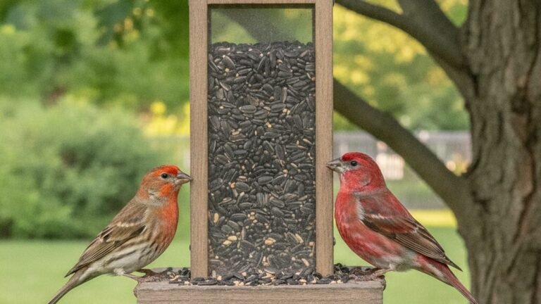 House finch vs purple finch comparison at a backyard feeder