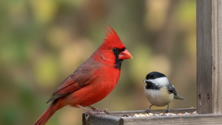 New York backyard birds including a Northern Cardinal and Black-capped Chickadee at a feeder